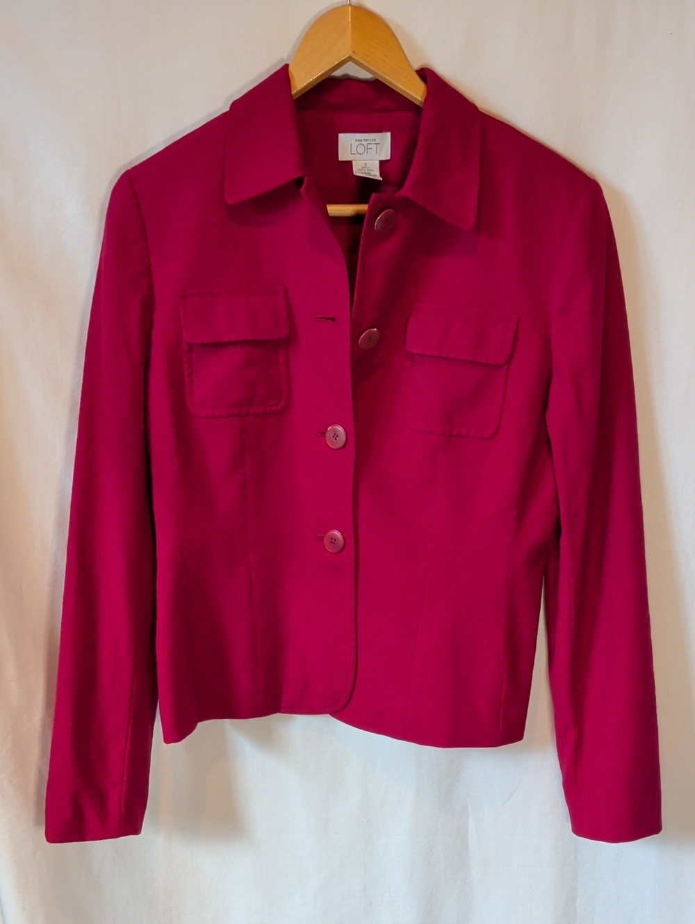 LOFT Women's Fuchsia Button-Front Suit Jacket